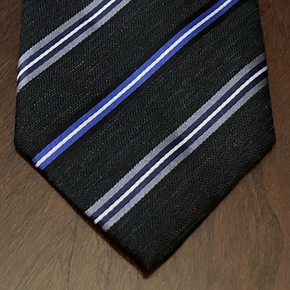 Geoffrey Beene Black Blue 48% Silk 39% Polyester 13% Viscose Made In China